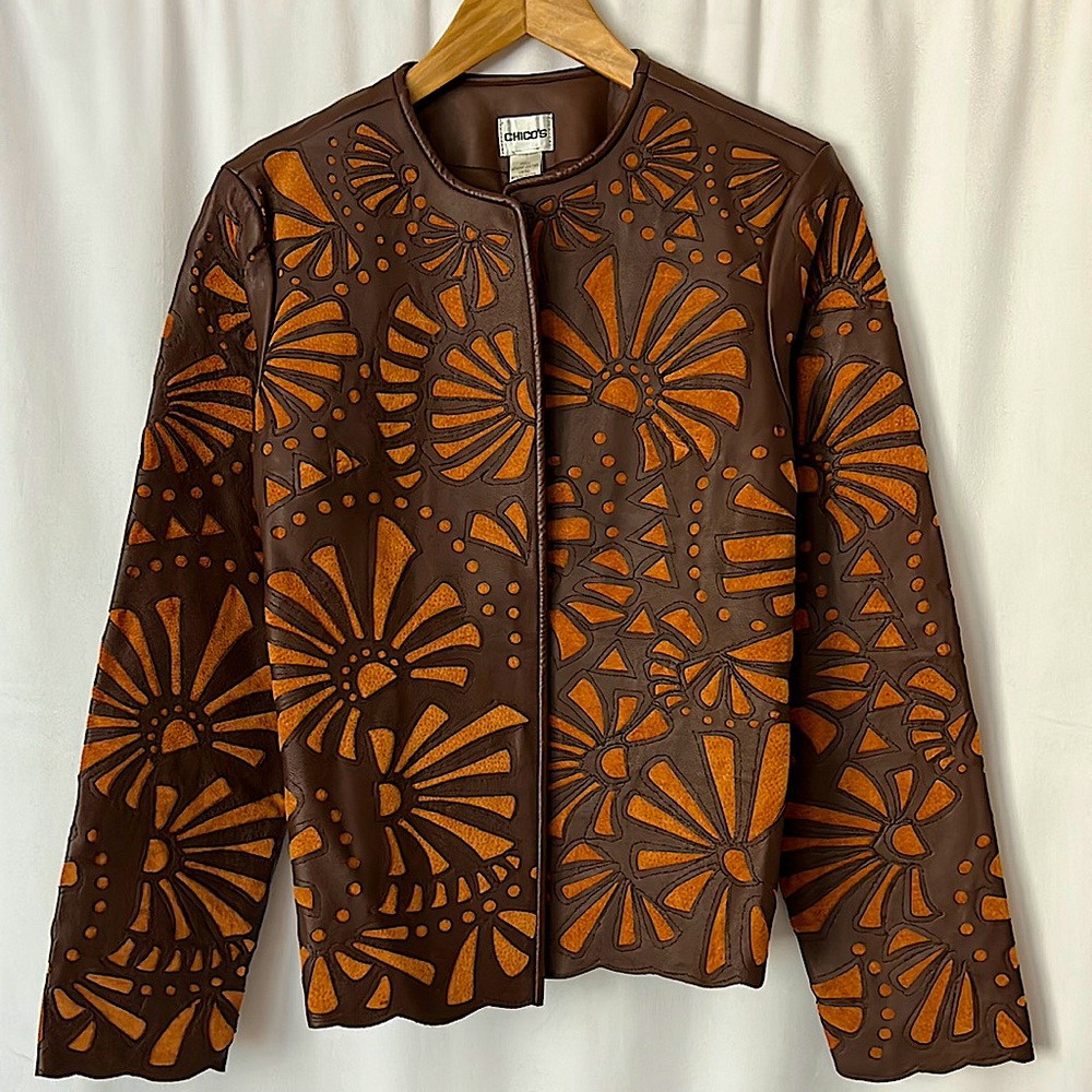 Chico’s NWT Filigree Kamille 💯% Buttery Soft Leather Jacket Coat **Size 1** - Picture 1 of 4